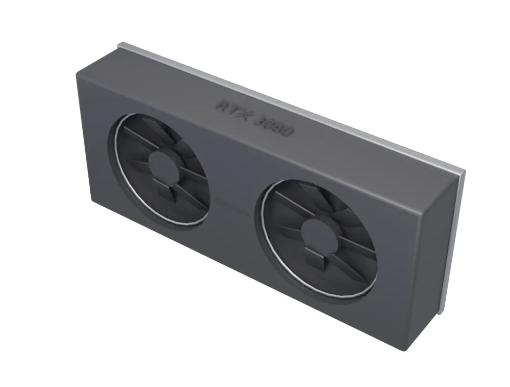 Illustrative render of a NVIDIA RTX 3080 10GB: a generic body for its form factor, carrying the model name. Not a product photograph.